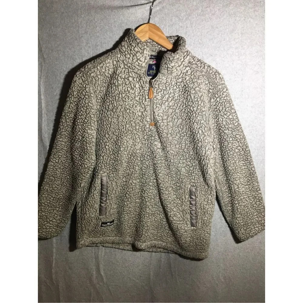 Womens Simply Southern Jacket Sherpa Quarter Zip Dark Grey Winter Faux Leather